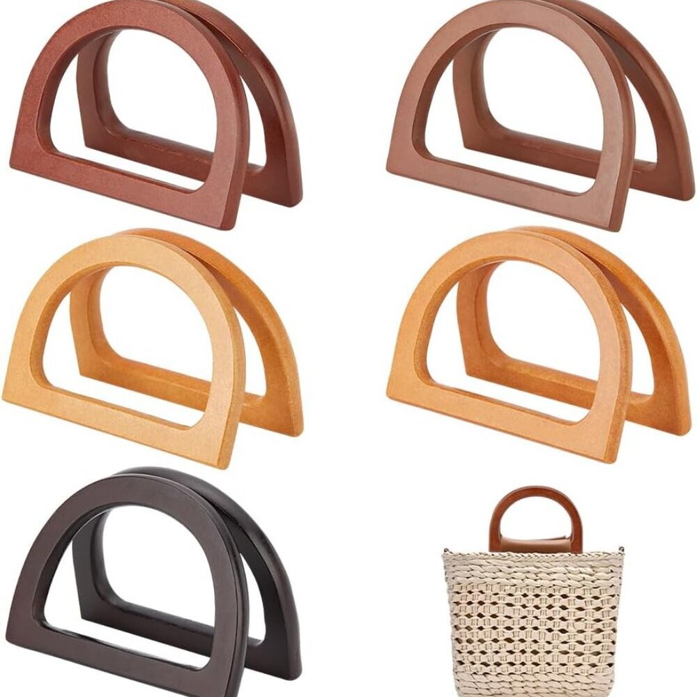 10PCS Wooden Bag Handles for Bag Making, 5 Colors Handbag Replacement Handle Dec